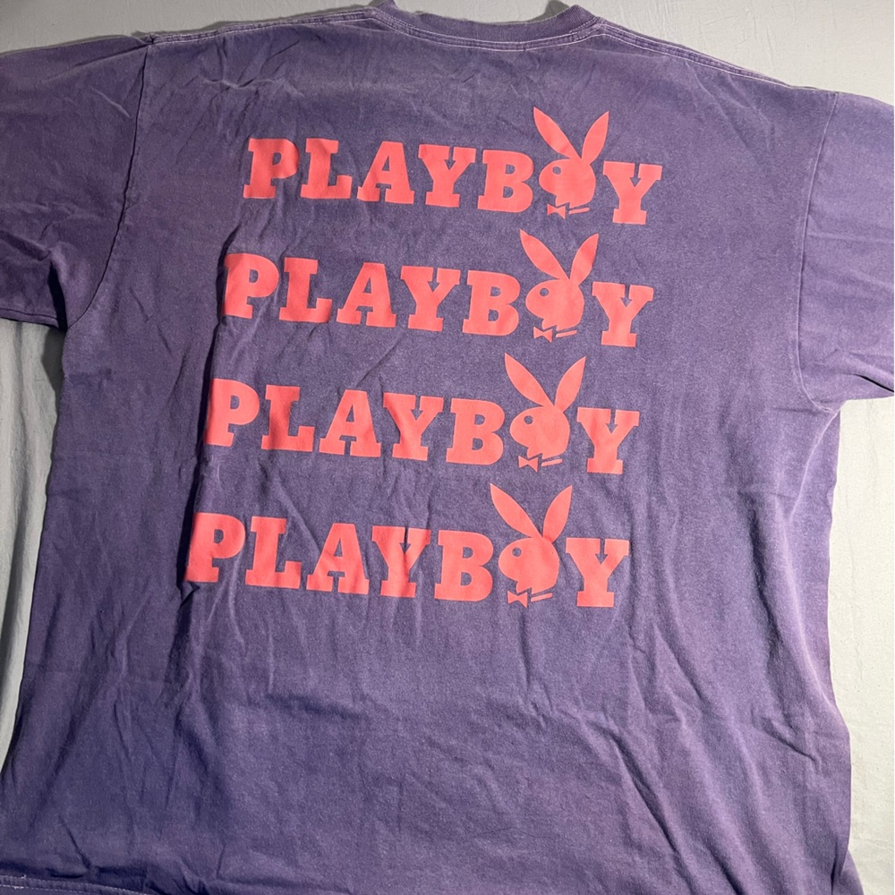 PLAYBOY T-Shirt Purple and Orange Size Large Unisex